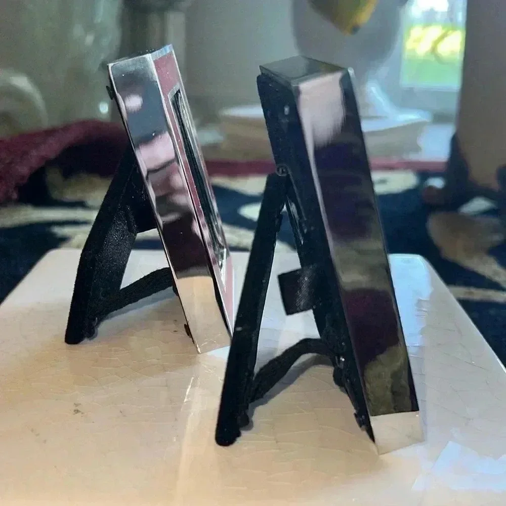 Picture Photo Frames 2 Silver Tone Deep Red Picture Frames with Glass